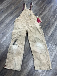 Carhartt Distressed Double Knee Latzhose gefüttert Jagd Gr. 34/36x30 braun - Bild 1 von 15