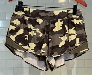 Women's Lululemon Hotty Hot 2.5" Shorts | Army Green & Yellow Camo | Sz 14 | EUC - Picture 1 of 9