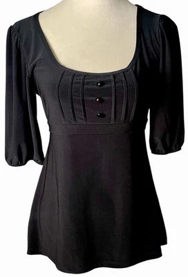 Vtg Y2K Baby Doll Top Women’s Black Whimseygoth Sz L Dark Academia Feminine EUC - Image 1 of 4
