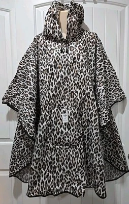 NWT Chico's Rain Poncho Hooded Packable Leopard/Cheetah Print Travel- Size O/S - Image 1 of 4