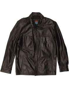 ROUTE 66 Mens Leather Jacket UK 40 Large Black Leather CM48 - Picture 1 of 3