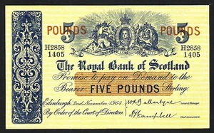 Scotland 5 Pounds 2 November 1964, aAU, P-326a - Picture 1 of 4