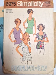 Tank Top T Shirt 18 20 Simplicity 6975 Sewing Pattern VTG Cut Knit Easy V Neck - Picture 1 of 5