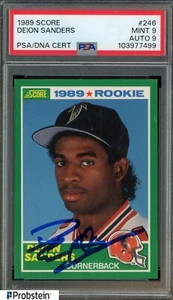 Deion Sanders HOF Signed 1989 Score Football #246 RC Rookie PSA 9 PSA/DNA 9 AUTO - Picture 1 of 2