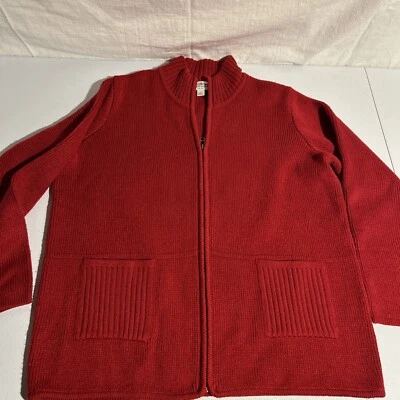 Norm Thompson Cárdigan Cremallera Talla Grande Mujer’s Rojo Acrílico Foto 1 de 4