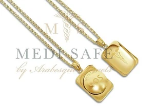 26" SOS NECKLACE/PENDANT MEDICAL ALERT/EMERGENCY/STAINLESS STEEL TALISMAN GOLD - Picture 1 of 4