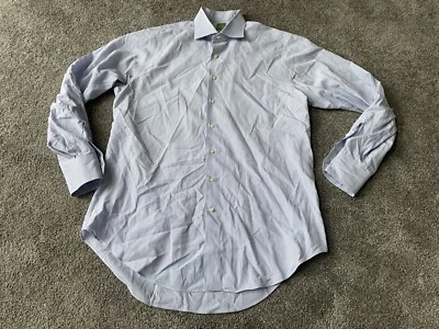 Sid Mashburn 正装衬衫男式中号白色蓝色支票正式商务 — 第 1/4 张图片