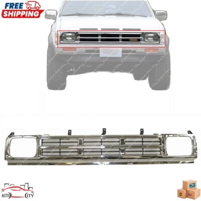 New Grille Chrome And Silver Plastic For 1990 1991 1992 Nissan D21 Pickup Truck Foto 1 de 4