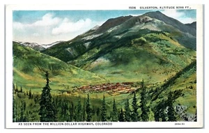 Silverton Bergbaulager vom Millionen-Dollar-Highway Colorado aus gesehen Postkarte - Bild 1 von 2