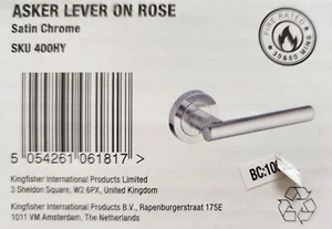 Smith and Locke Asker Lever on Rose satin chrome door handle - pair - Picture 1 of 3