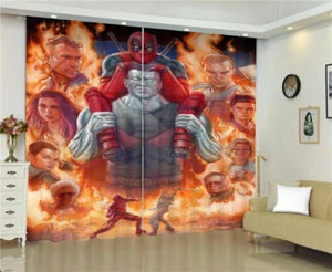 Shoulders Strong Soldiers Deadpool Printing 3D Blockout Curtains Fabric Window - Imagen 1 de 4
