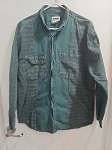 Vintage Gitano Green Plaid Button Down Shirt Y2k 90s Long Sleeve Pockets - Picture 1 of 6