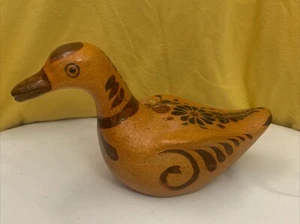 Vintage Tonala Pottery 10.25"  Duck Signed Mexico Folk Art Clay Bird - Picture 1 of 6