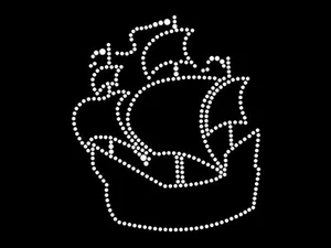 Hot fix diamante Pirate sea ship transfer hot iron on motif for t-shirts bags - Picture 1 of 1