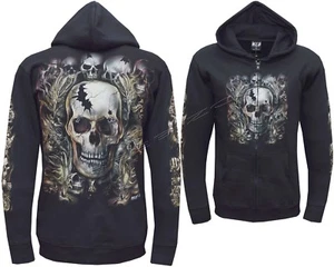 Chaqueta con capucha con capucha con cremallera Biker Skull Dragon Serpiente Grim Reaper Brill En la oscuridad - Imagen 1 de 3