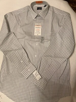 NWT Van Heusen Men's Stain Shield Regular Fit Dress Shirt, Indigo multi, size L - Image 1 of 4