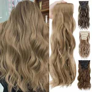 20"-24" Natural 4 Piece/Set Clip in Hair Extensions Full Head Hairpieces as Real - Picture 1 of 39