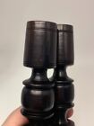 Ebony Wood Candlesticks Pair 7” Tall Candle Holders Hand Turned Art Deco style