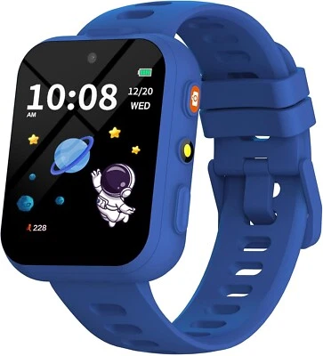 BIGGERFIVE Kids Smart Watch, Dual Camera, 30 Puzzle Games, Video & Music Player, Blue
