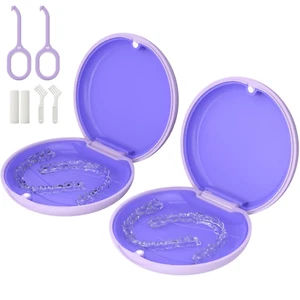 2 Pack Retainer Case, Slim Aligner Case, Compatible with Invisalign, Mouth Guard - Picture 1 of 6