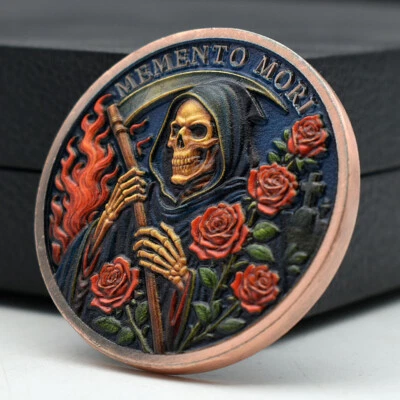 Death God Bronze Challenge Coin MEMENTO MORI Commemorative Medal Home Decor - Image 1 of 4