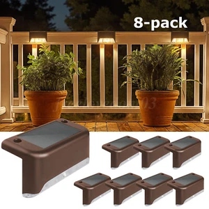 8x LED Solar Deck Lights Outdoor Step Lights Fence Stair Lights for Garden Yard - Picture 1 of 24