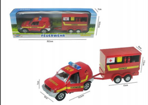 Mitsubishi Fire Brigade Feuerwehr Diecast Car Toy Red Pull Back Open Door 1:32