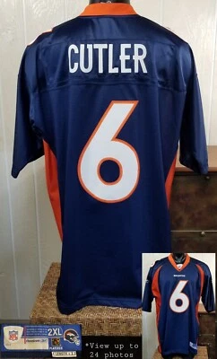 Camiseta deportiva cosida azul para hombre Broncos Denver Jay CUTLER #6 Reebok Equipment 2XL Foto 1 de 4