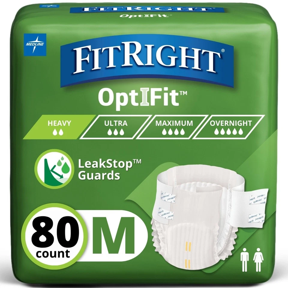 Medline FITPLUSMD FitRight Plus Briefs Heavy Absorbency 32"-42" Medium (4 Pac