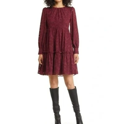 Eliza J Womens Dress 8 Wine Lace Long Sleeve Tiered Maroon Red NWT - Image 1 of 4