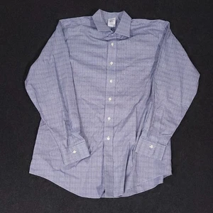 Brooks Brothers Stretch Oxford Button Down Shirt Men 17-35 Blue Check Non Iron - Picture 1 of 11