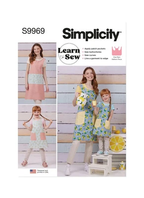 SIMPLICITY 9969 APRONS ACCESSORIES CHILD'S & ADULTS Sewing Pattern Skill: EASY - Image 1 of 4