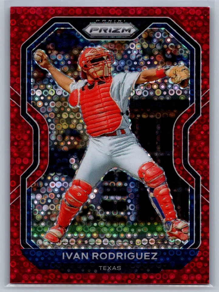 2021 Panini Prizm #2 Ivan Rodriguez Red Donut Circles Prizm #/99 - Image 1 of 2