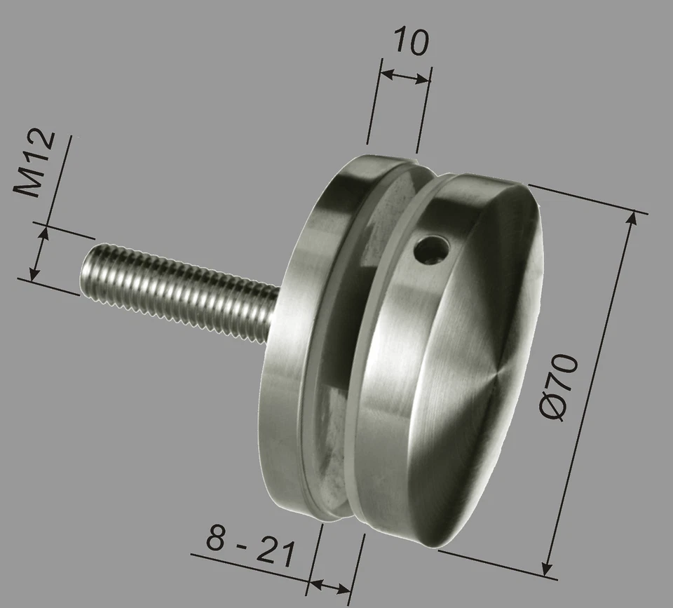  Punkthalter Glashalter Ø70 mm flach VA V2A Edelstahl - Bild 1 von 1