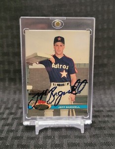 💥 1991 Stadium Club Jeff Bagwell Rookie On Card IP Autograph HOF Astros 💥