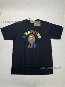 A BATHING APE BAPE Multi Color Letters College Tee T-Shirt Herren Neu Schwarz. - Bild 1 von 16