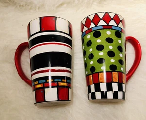 NEU! Bunte Cafe Paris Keramiktasse 2 Stück Set - Bild 1 von 6