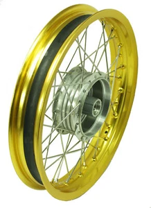Speichenrad breite Felge 2,15x16 Gold Edelstahl Speichen Nabe silber pas f Simso - Bild 1 von 1