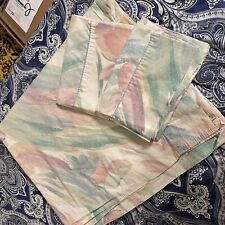 VINTAGE CROSCILL BRUSH STROKE PASTEL Watercolor Flat Full Sheet & 2 Pillowcases