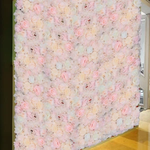 6Pcs Flower Wall Panel Floral Backdrop Decoration Silk Rose Wall for Wedding - Foto 1 di 12