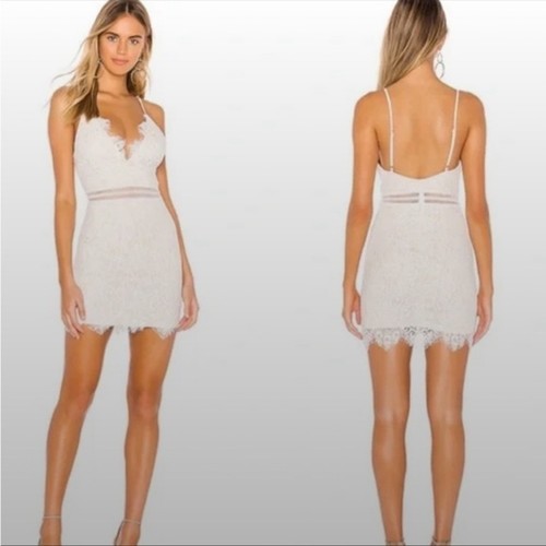 OFF WHITE Mini abito SuperDown taglia M bianco sporco pizzo aperto dietro