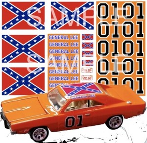 hot wheels decals General Lee 1:64 scale decal sheet 1/64 redline