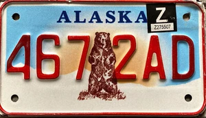 TARGA da MOTO Americana Originale ALASKA serie ORSO GRIZZLY Harley Indian USA - Picture 1 of 4