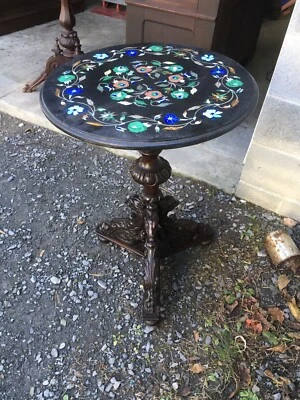 PIETRA DURA FLORAL MARBLE TOP TABLE - Image 1 of 4