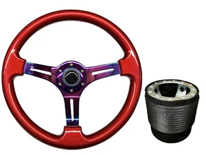 Volante rojo Neo Chrome TS + Kit Boss se adapta a MARUTI GYPSY 002 - Imagen 1 de 6