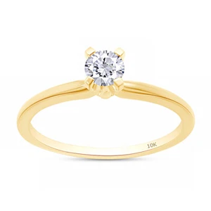 10K Yellow Gold Lab Grown Diamond Women Solitaire Engagement Ring 0.17 Ct - Picture 1 of 8
