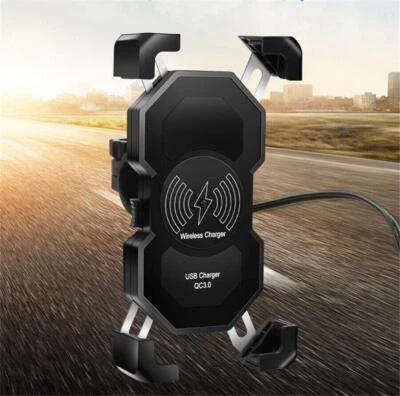 Cargador USB QC 3.0 360° Soporte de montaje para teléfono de motocicleta con cargador inalámbrico Foto 1 de 4