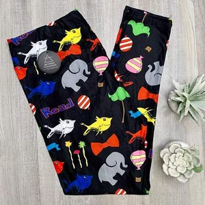 Red Fish Blue Fish Dr Seuss Leggings with Secret Pocket in Yoga Band - Picture 1 of 6