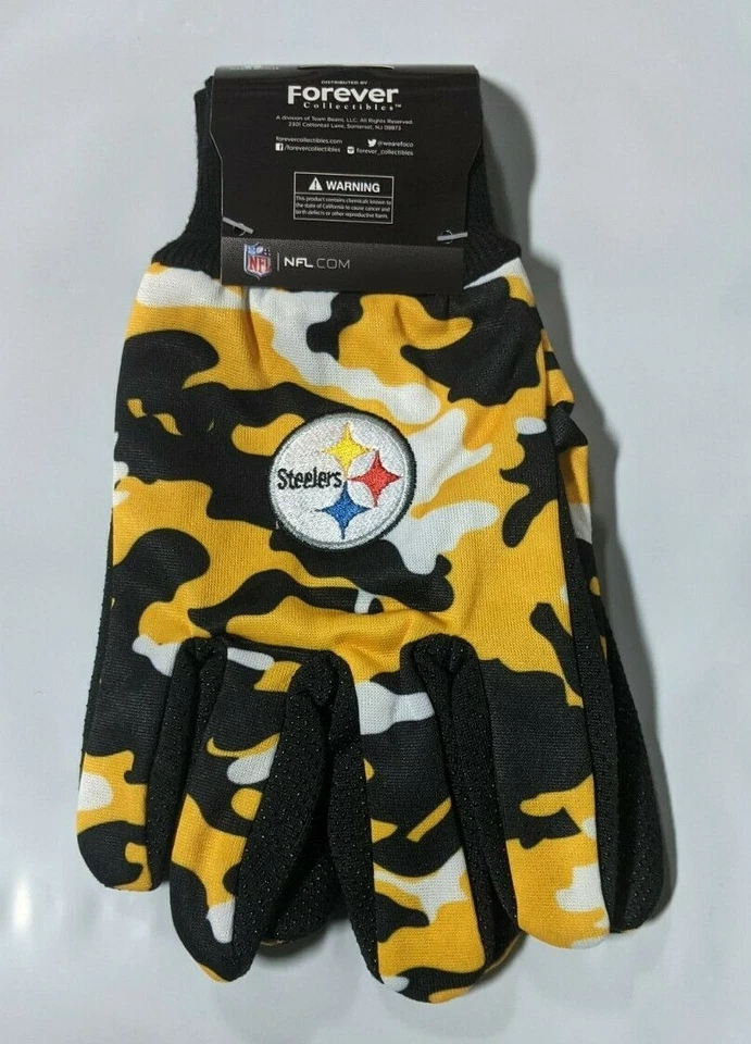 FOREVER COLLECTIBLES Pittsburgh Steelers Camouflage Sports Utility Gloves Work gardening NEW CAMO