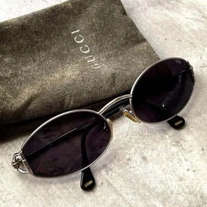 GUCCI Gafas de sol Logo Lateral Ovaladas Metal Moda Accesorios colección d381 - Imagen 1 de 15
